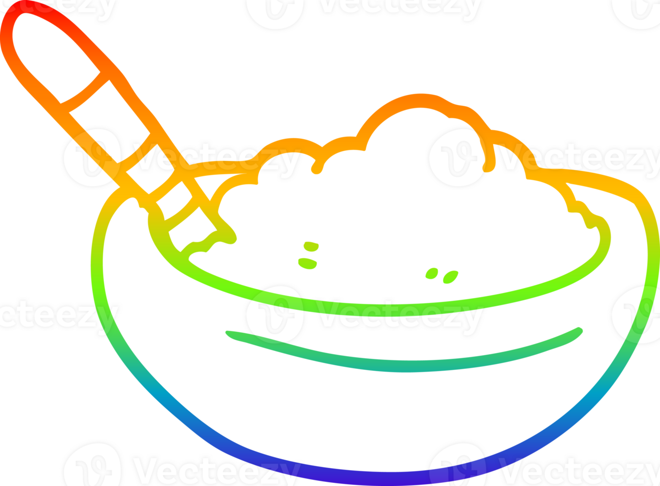 arco iris degradado línea dibujo de un dibujos animados cuenco de polenta png