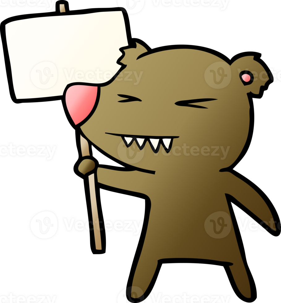 angry bear cartoon protesting png