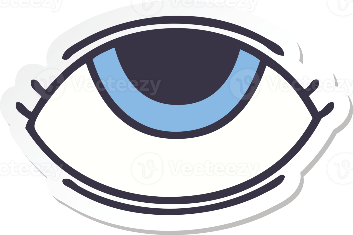 sticker of a cute cartoon eye looking up png