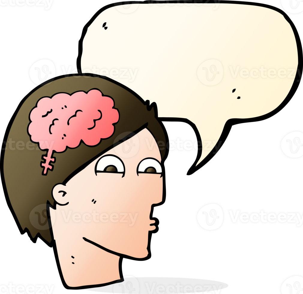 cartoon head with brain symbol with speech bubble png