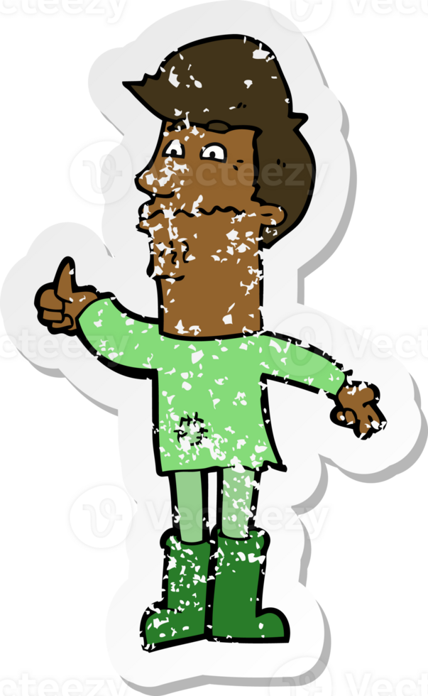 retro distressed sticker of a cartoon nervous man png