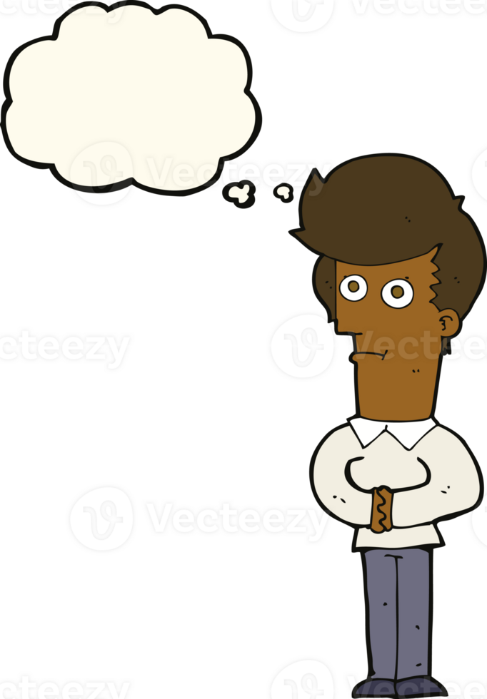 cartoon man staring with thought bubble png