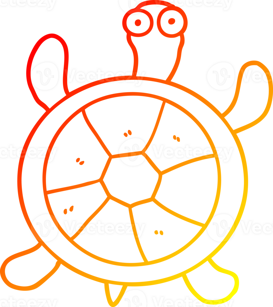 warm gradient line drawing of a cartoon turtle png
