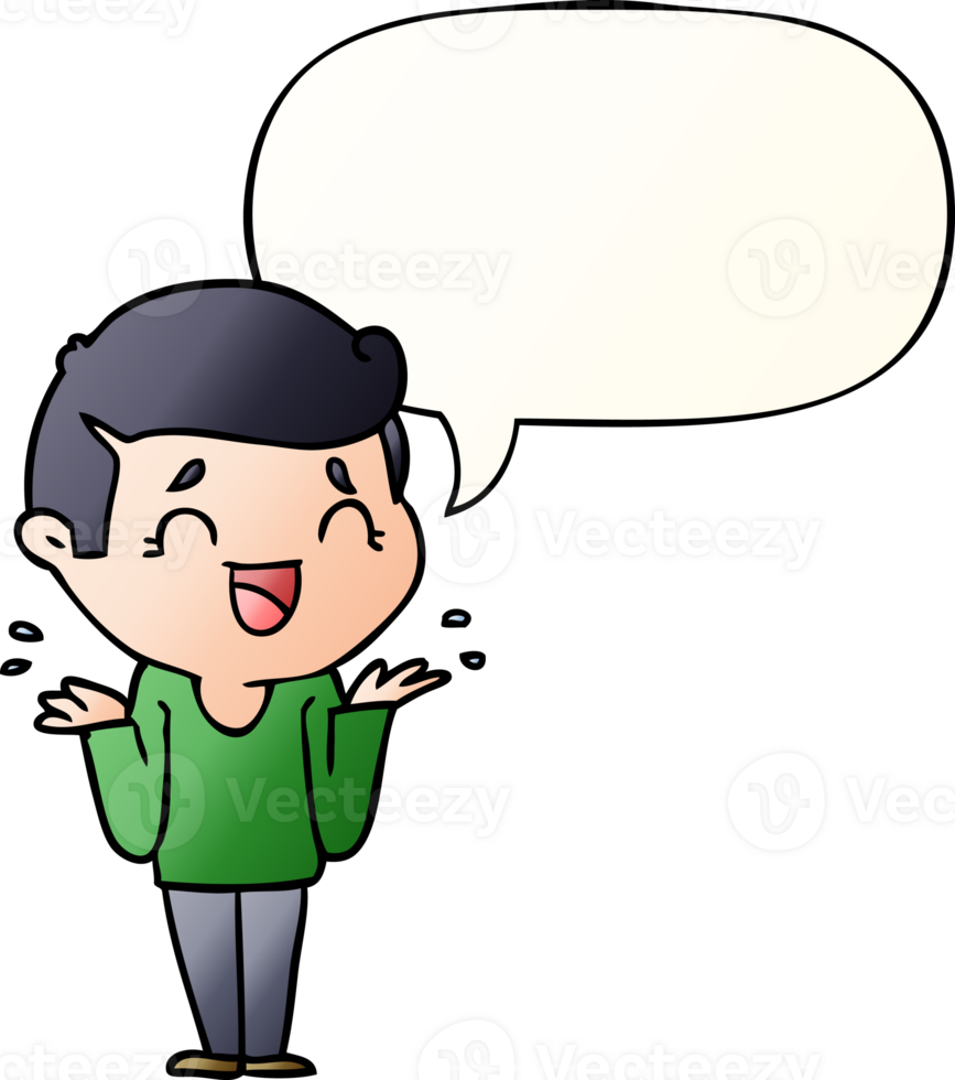 cartoon laughing confused man with speech bubble in smooth gradient style png