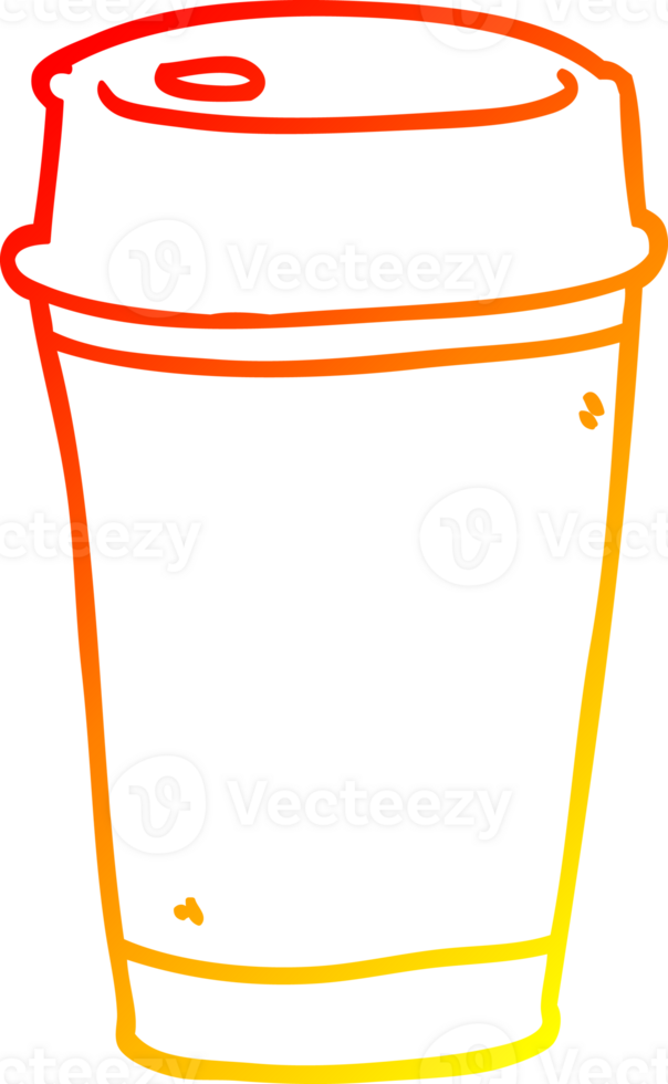 warm gradient line drawing of a cartoon take out coffee png