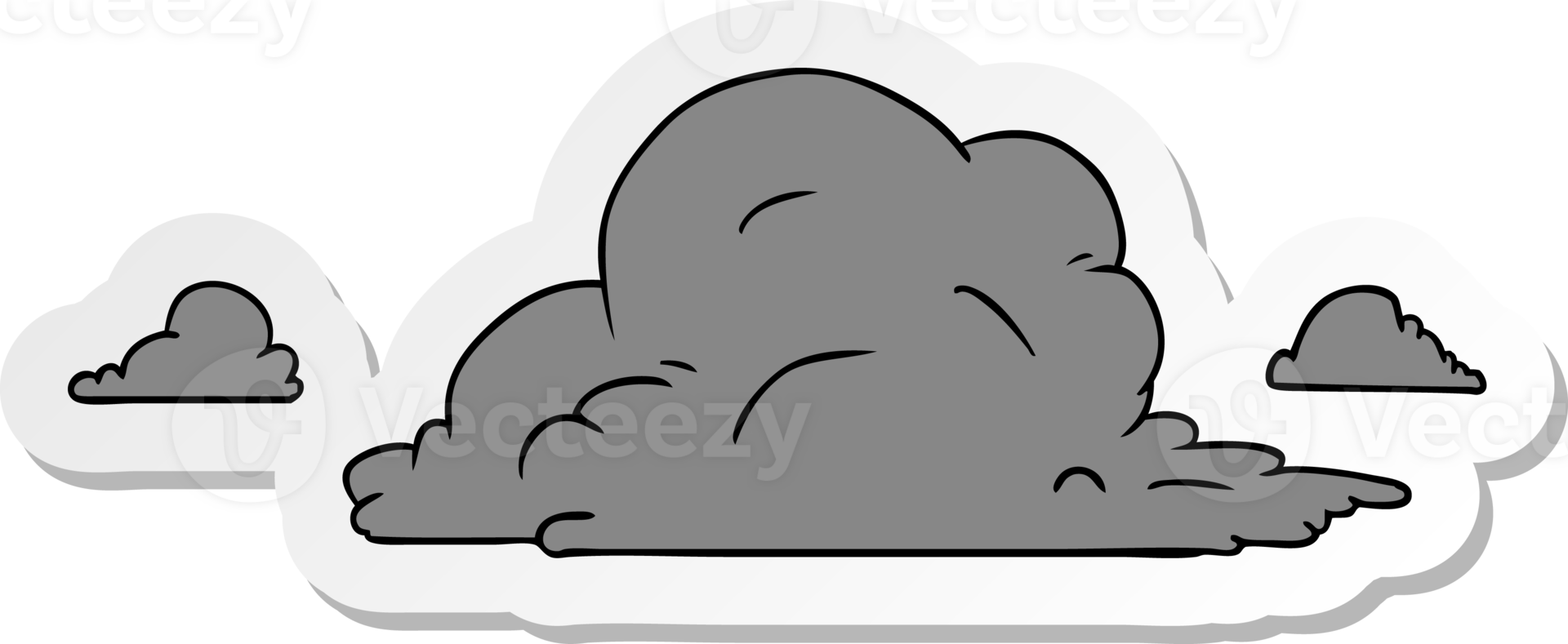 hand drawn sticker cartoon doodle of white large clouds png