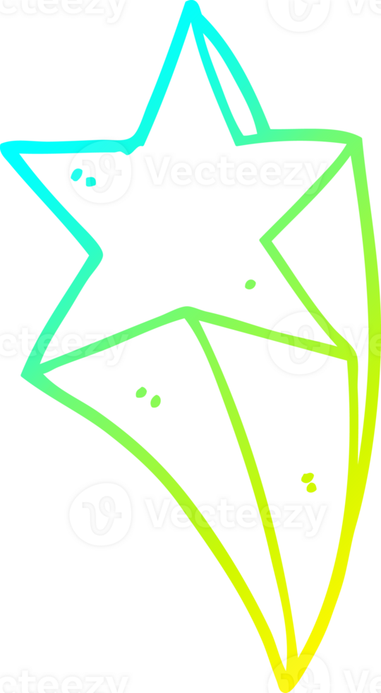 cold gradient line drawing of a cartoon shooting star png