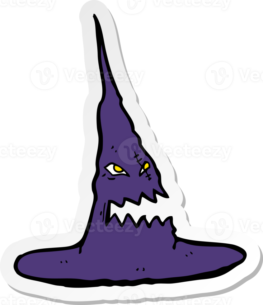 sticker of a cartoon spooky witches hat png