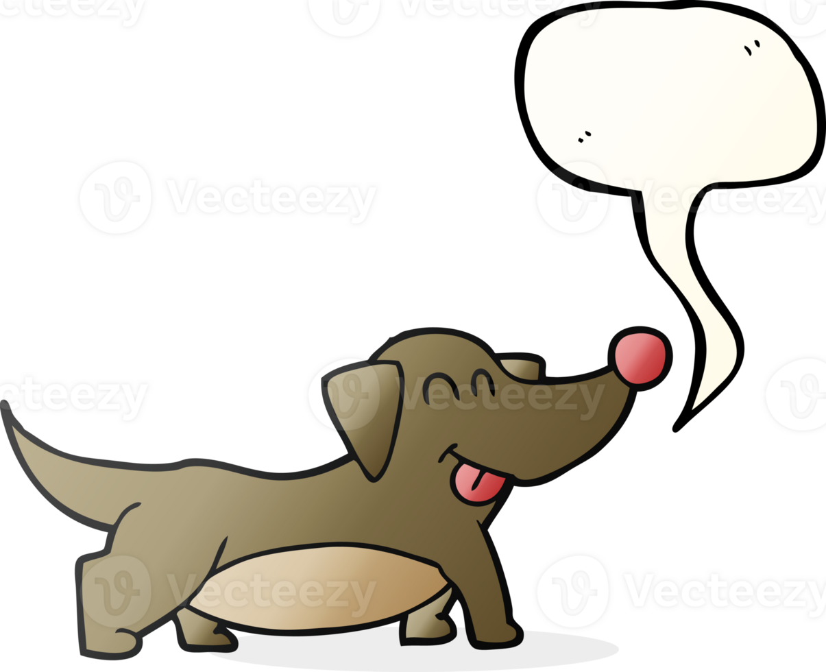 hand drawn speech bubble cartoon happy little dog png