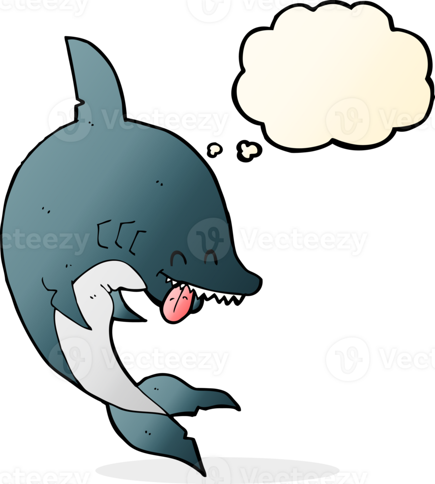funny cartoon shark with thought bubble png