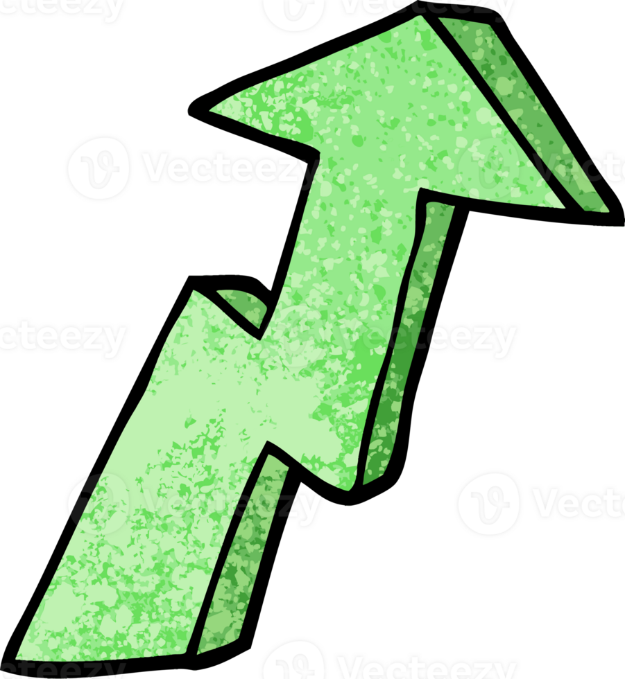 grunge textured illustration cartoon business growth arrow png