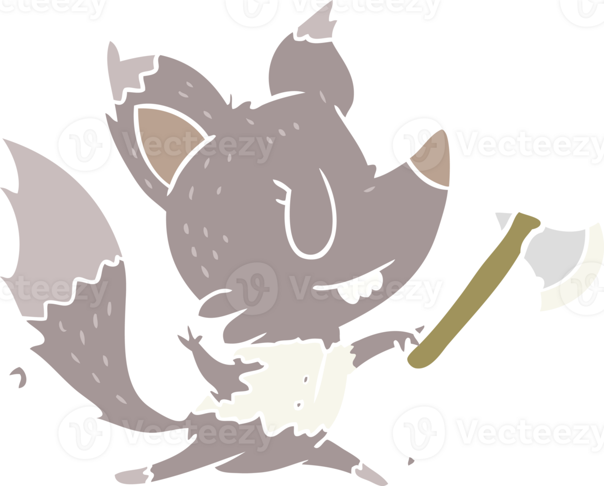 flat color style cartoon werewolf with axe png