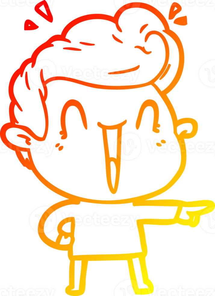warm gradient line drawing of a cartoon excited man png