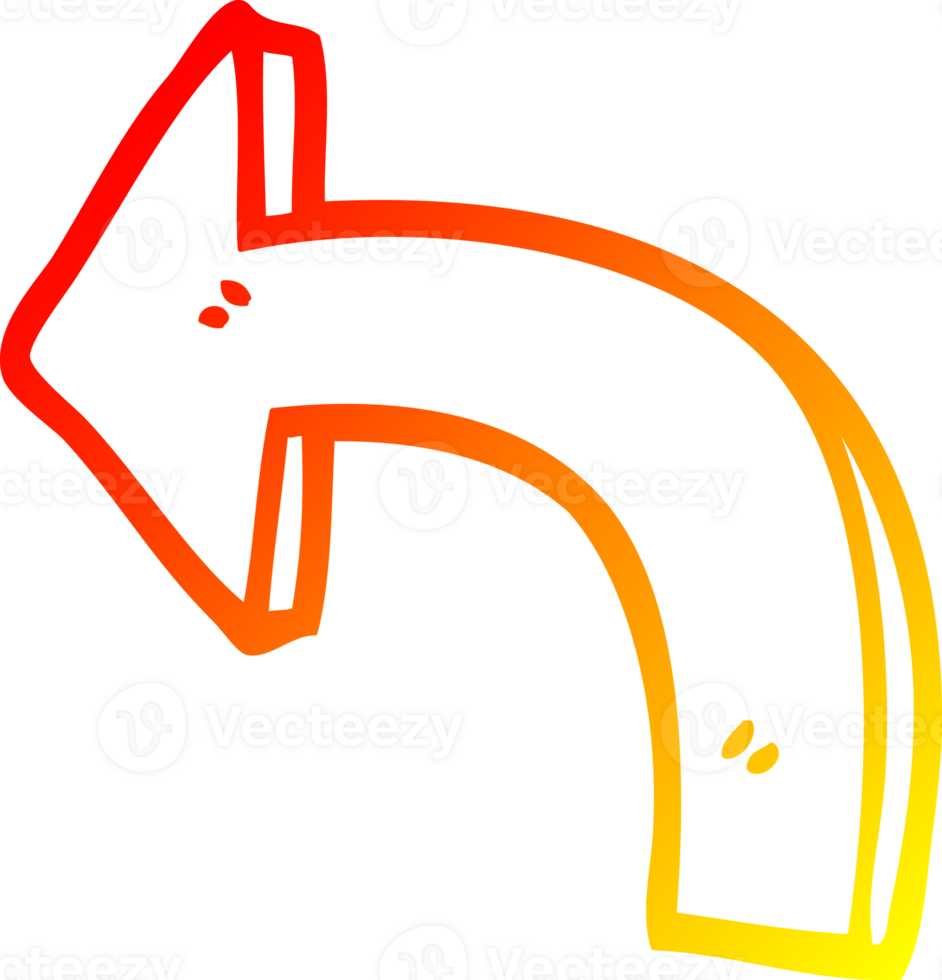warm gradient line drawing of a cartoon directing arrow png