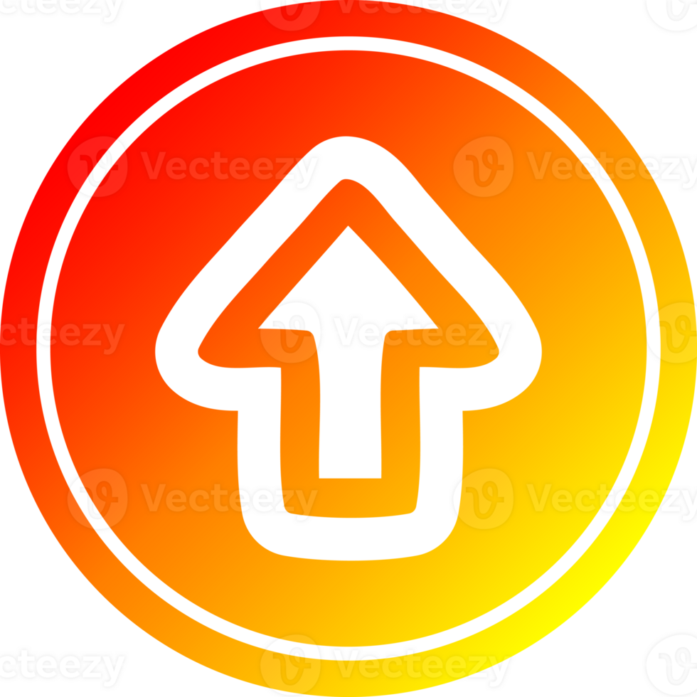 direction arrow circular icon with warm gradient finish png