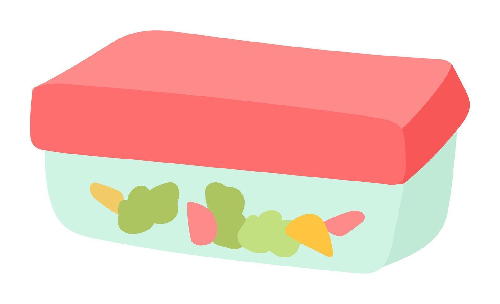 Glass lunch box in flat design. Eco container for food storage with lid. illustration isolated. vector
