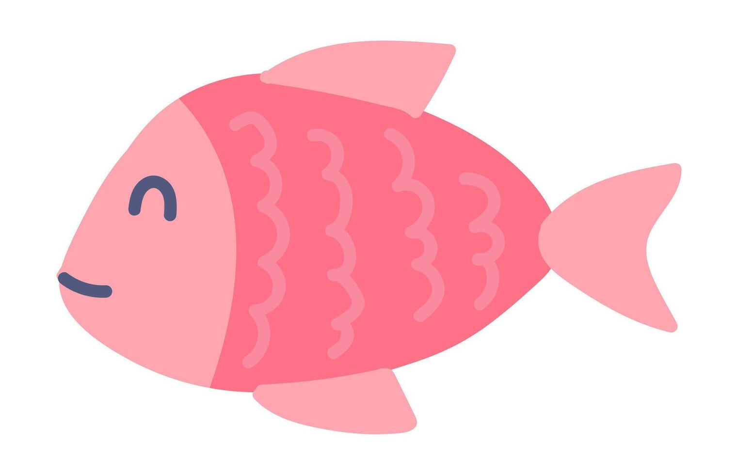Cute red fish in flat design. Tropical underwater animal, swimming fish. illustration isolated. vector