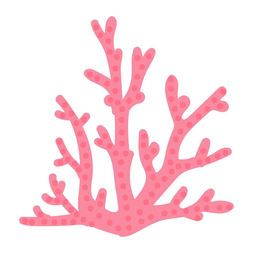 Red corals reef in flat design. Underwater tropical seaweed, alga leaf. illustration isolated. vector