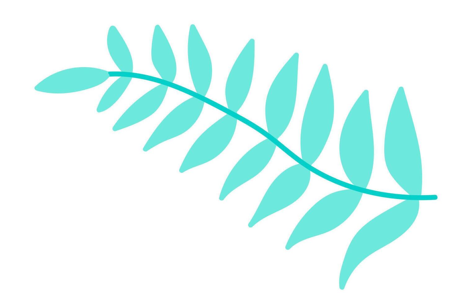 Green branch with leaves in flat design. Wildlife forest foliage plant. illustration isolated. vector