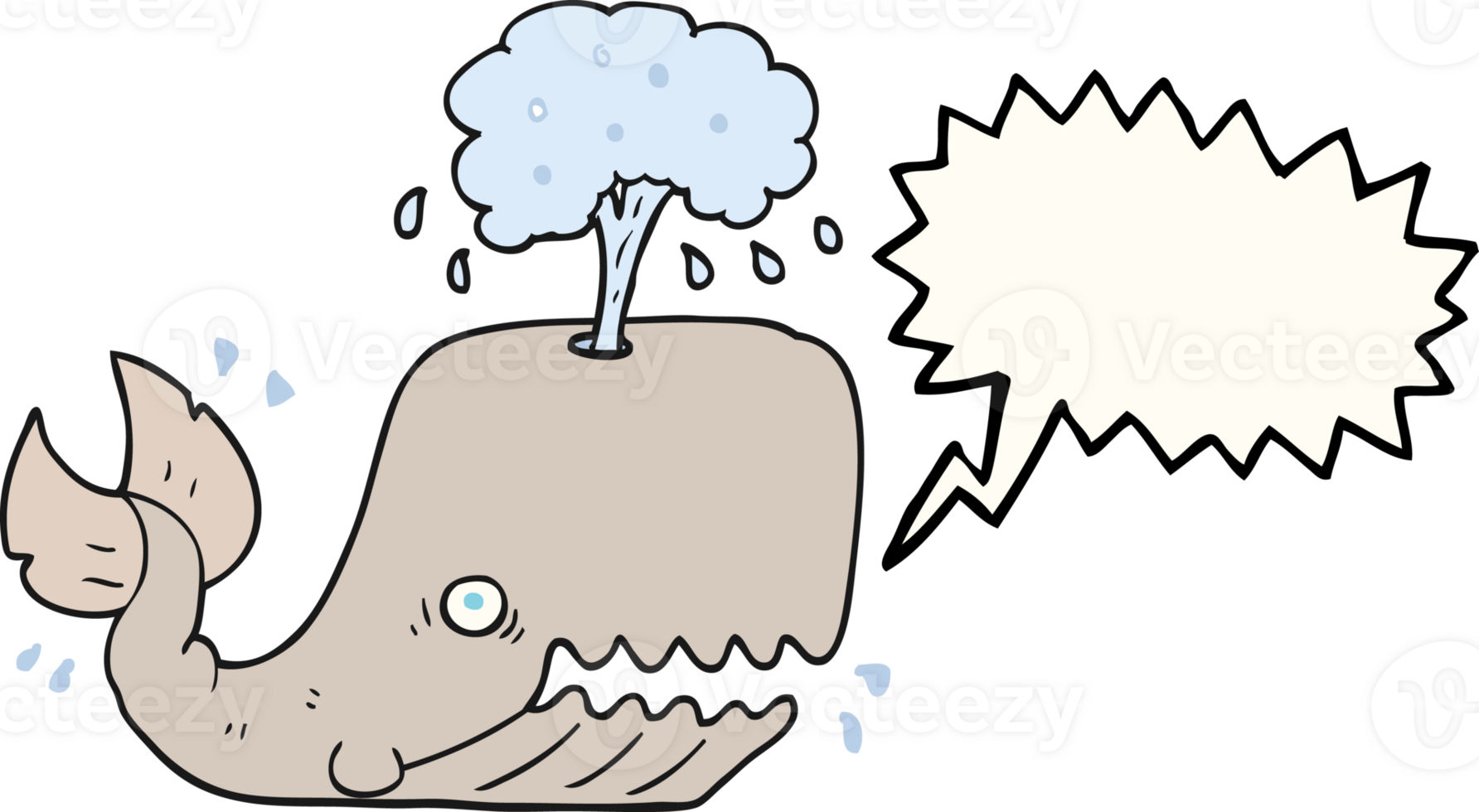 hand drawn speech bubble cartoon whale spouting water png