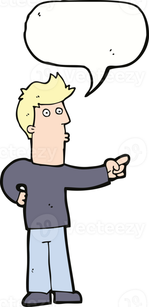 cartoon curious man pointing with speech bubble png