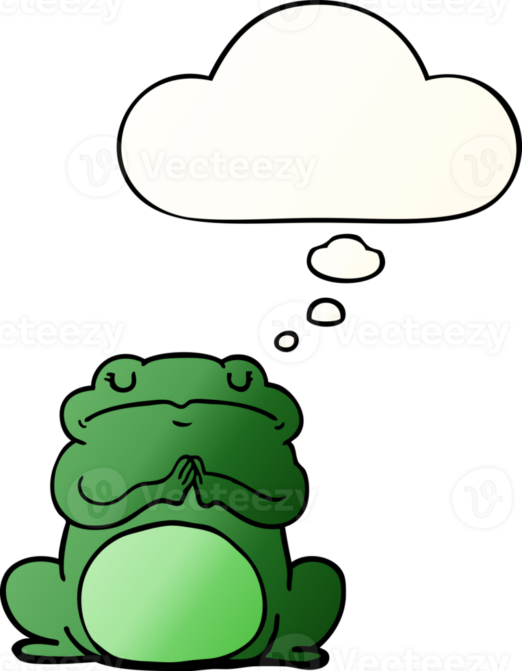 cartoon arrogant frog with thought bubble in smooth gradient style png