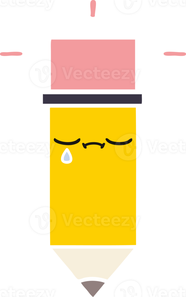 flat color retro cartoon of a pencil png