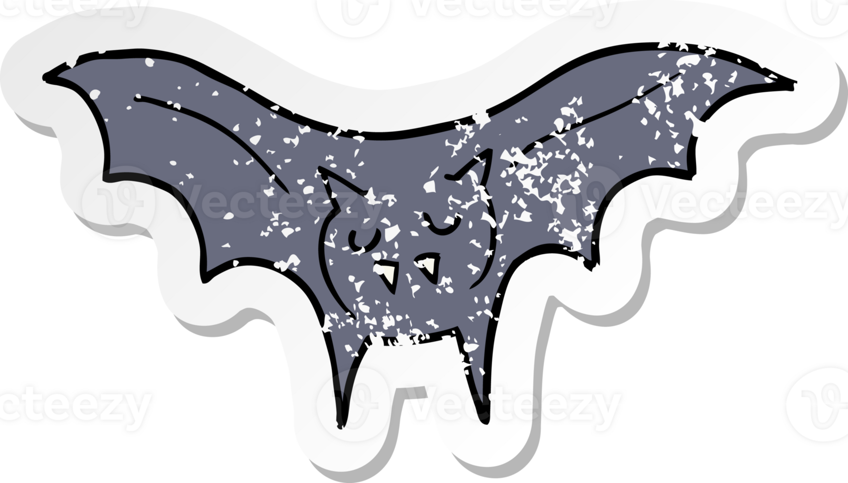 distressed sticker of a cartoon vampire bat png