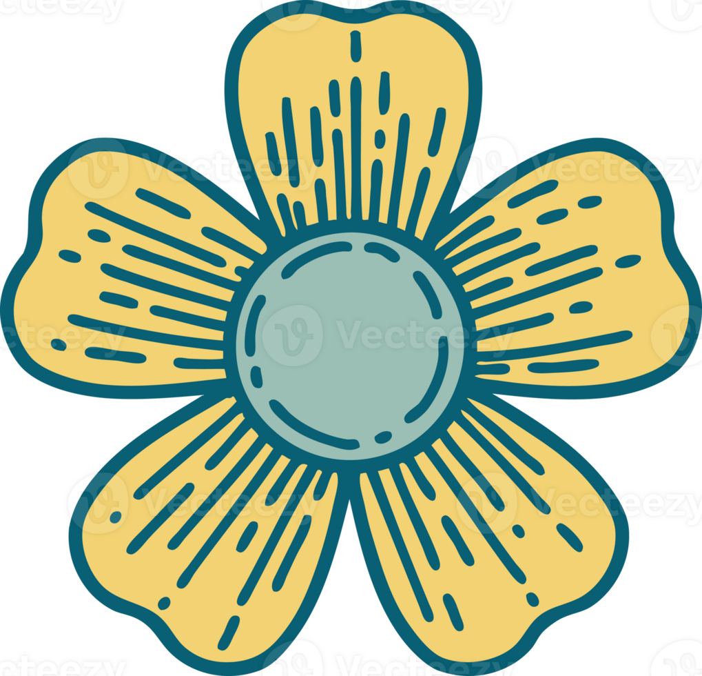 iconic tattoo style image of a flower png