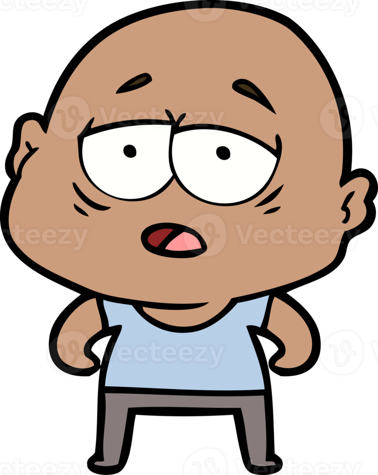 cartoon tired bald man png