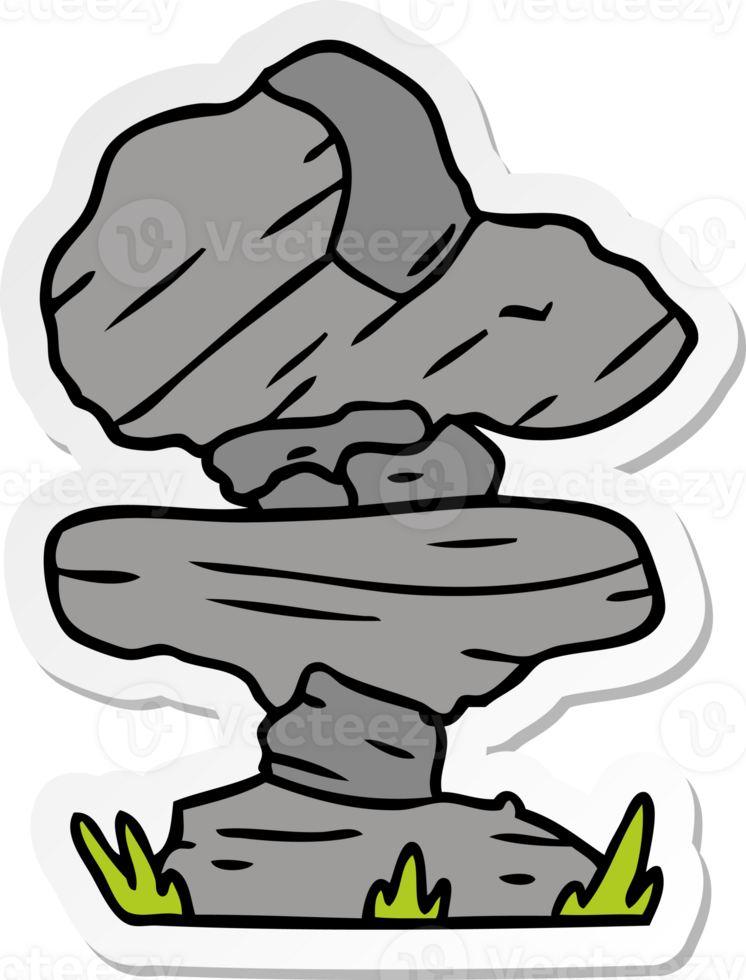 hand drawn sticker cartoon doodle of grey stone boulder png