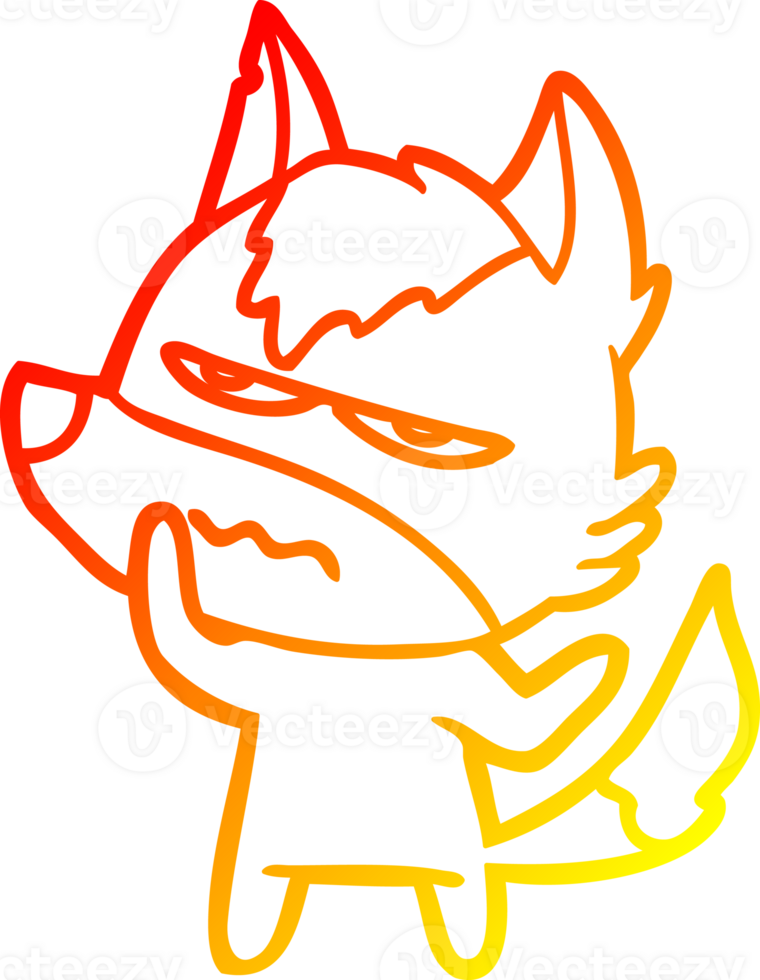 warm gradient line drawing of a cartoon annoyed wolf png