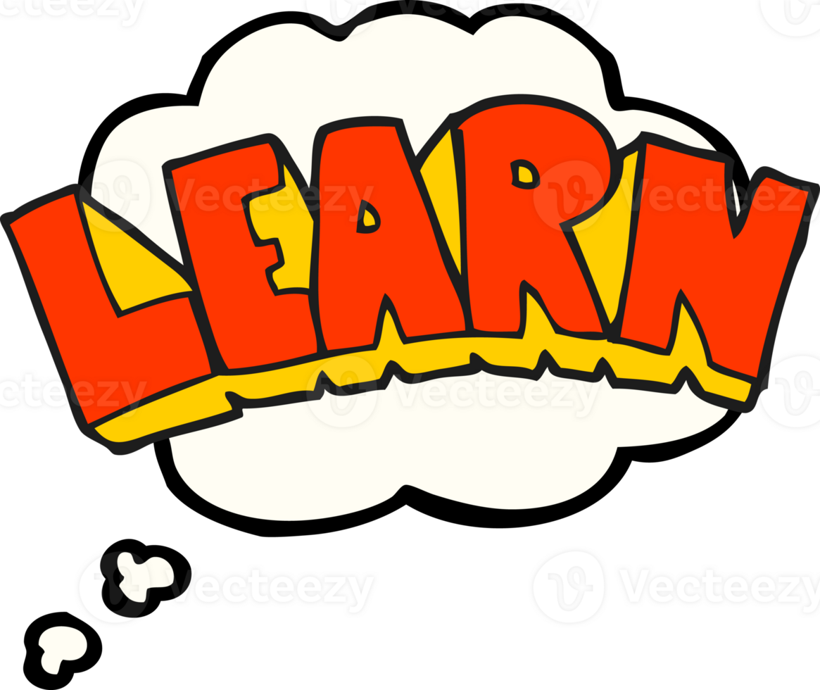 hand drawn thought bubble cartoon learn symbol png