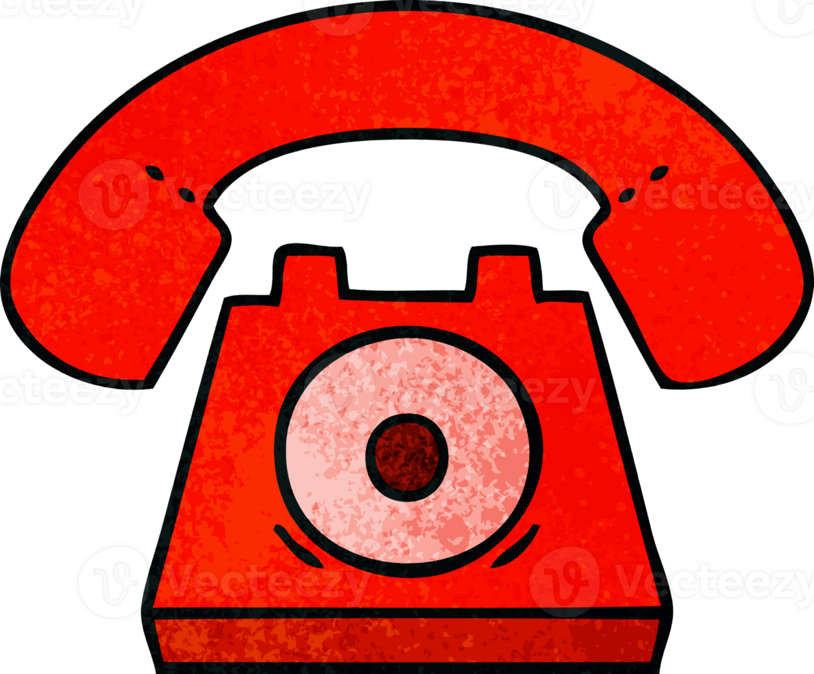 retro grunge texture cartoon of a red telephone png