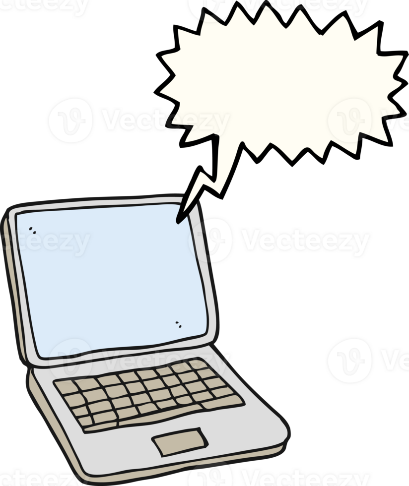 hand drawn speech bubble cartoon laptop computer png