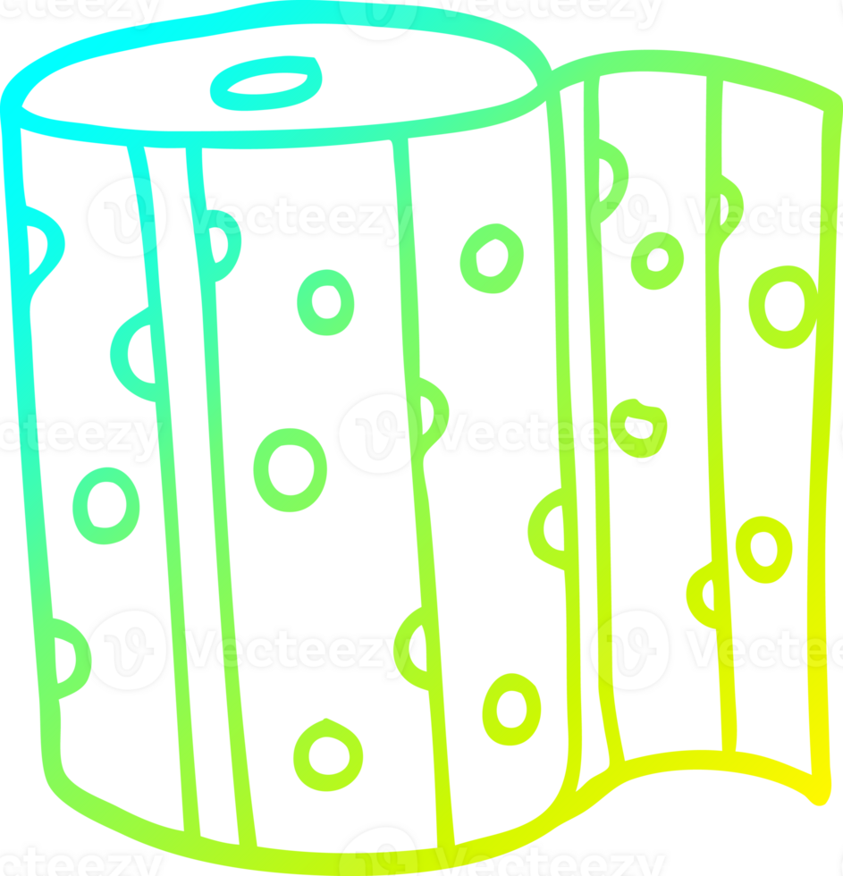 cold gradient line drawing of a cartoon dotty kitchen roll png