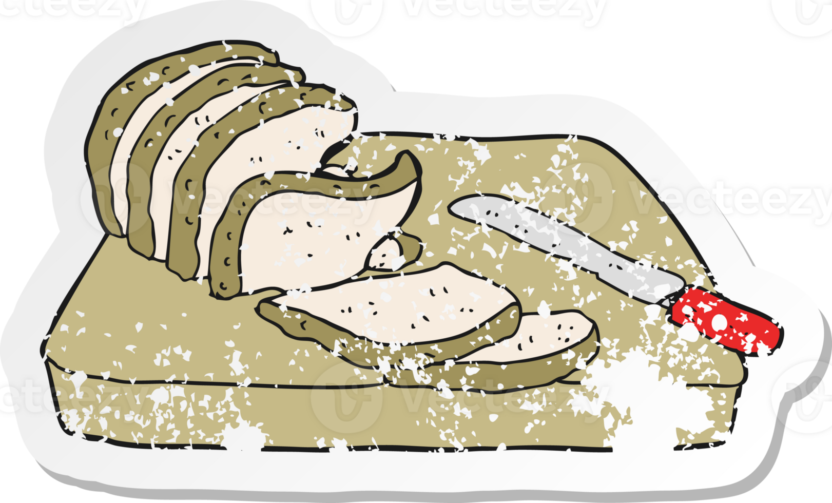 retro distressed sticker of a cartoon sliced bread png