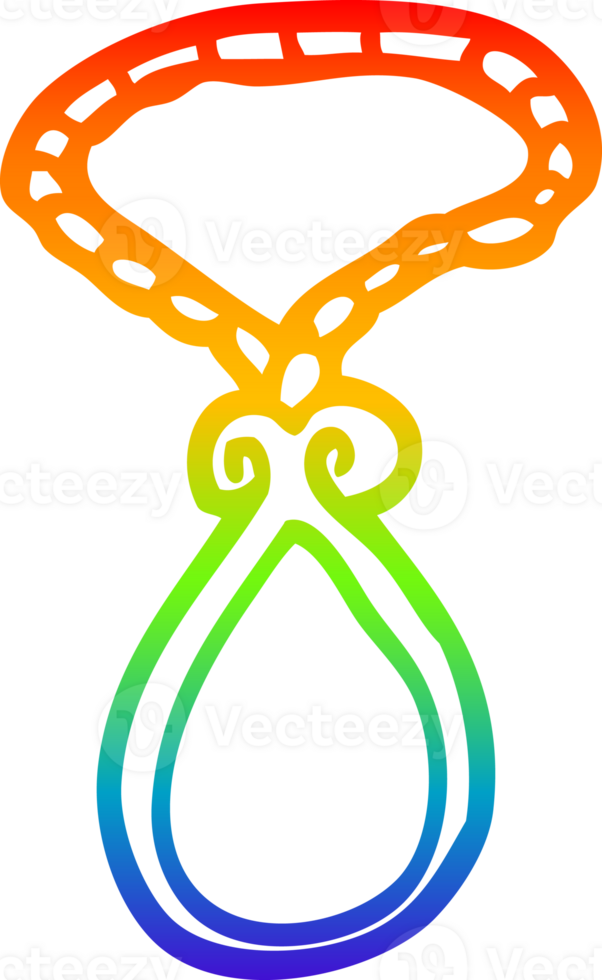 rainbow gradient line drawing of a cartoon red pendant png