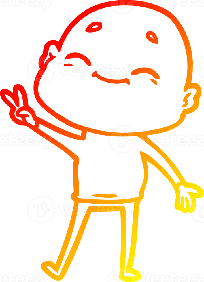 warm gradient line drawing of a happy cartoon bald man png