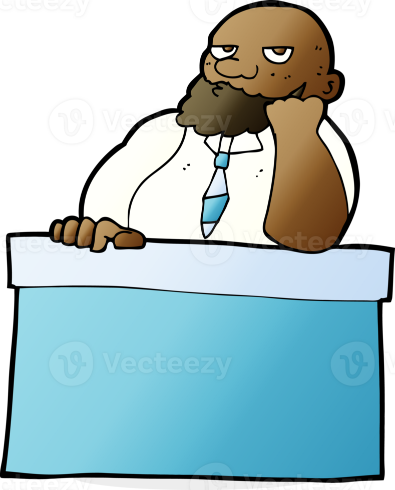 cartoon bored man at desk png