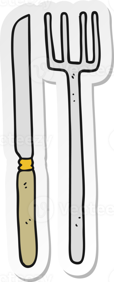 sticker of a cartoon knife and fork png