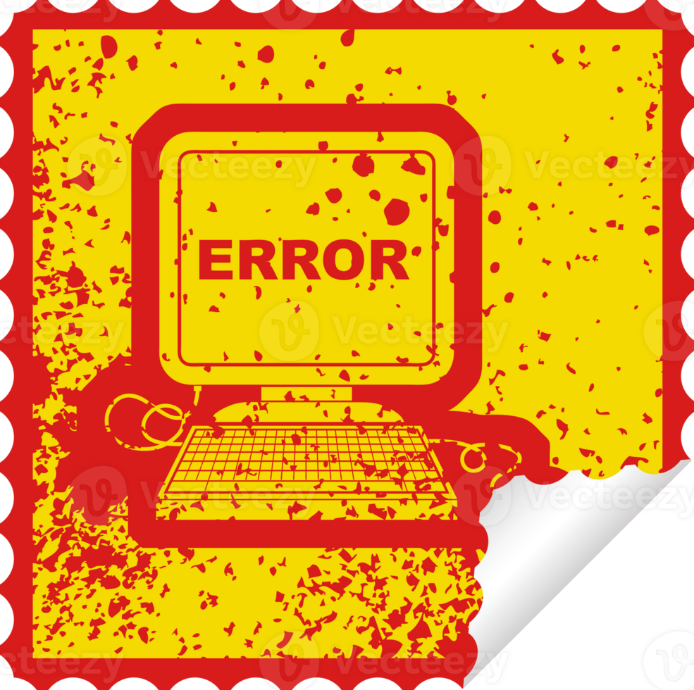 distressed sticker icon illustration of a computer error png