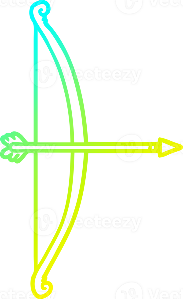 cold gradient line drawing of a cartoon bow and arrow png
