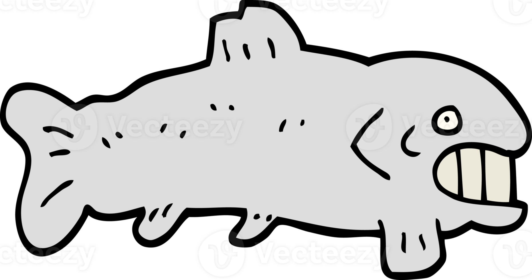 hand drawn doodle style cartoon large fish png