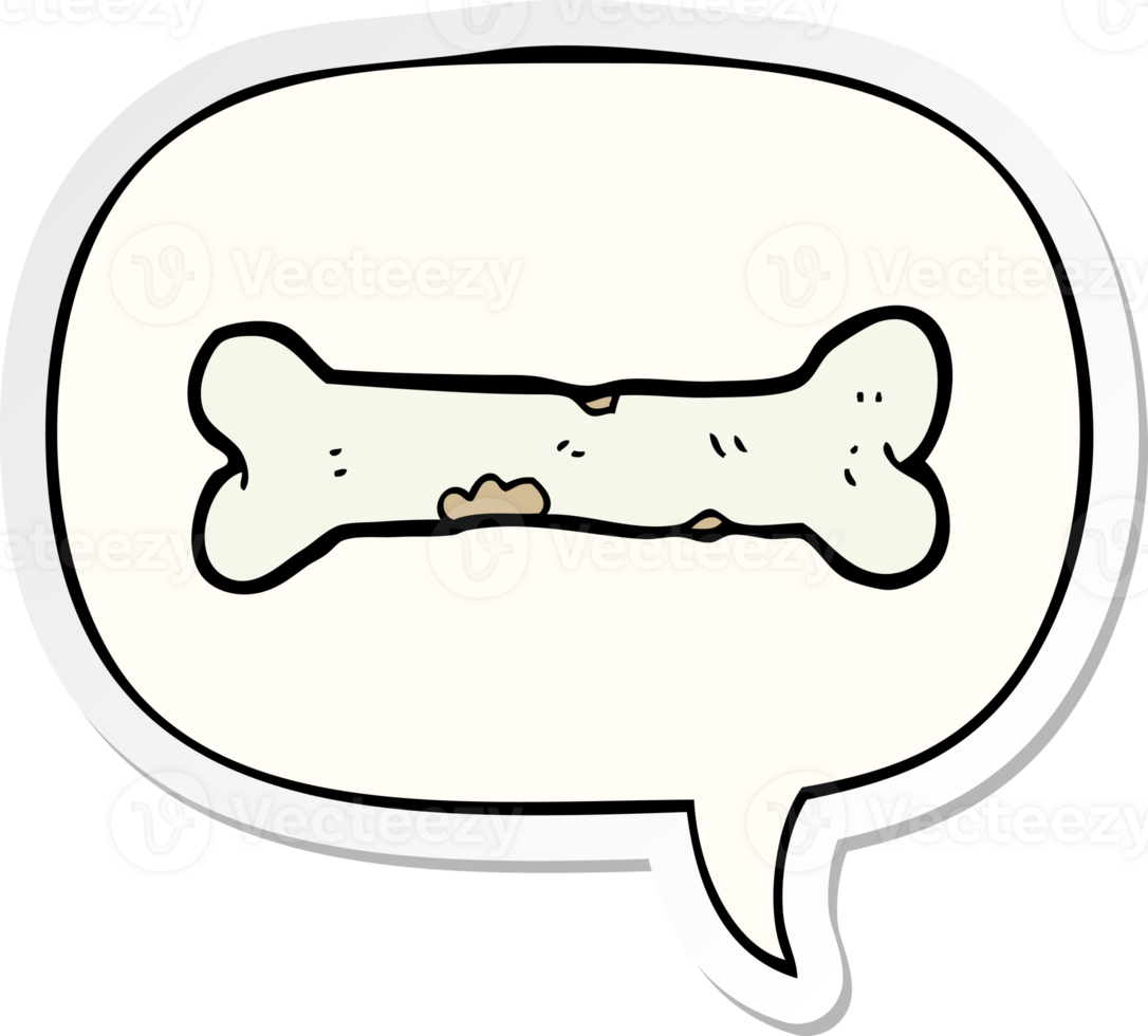 cartoon bone with speech bubble sticker png