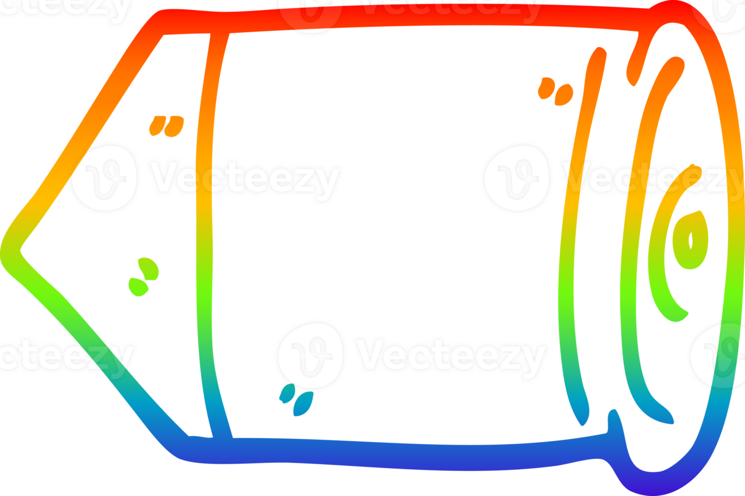 rainbow gradient line drawing of a cartoon bullet png