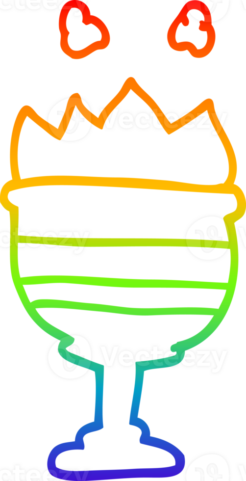 rainbow gradient line drawing of a cartoon flaming goblet png