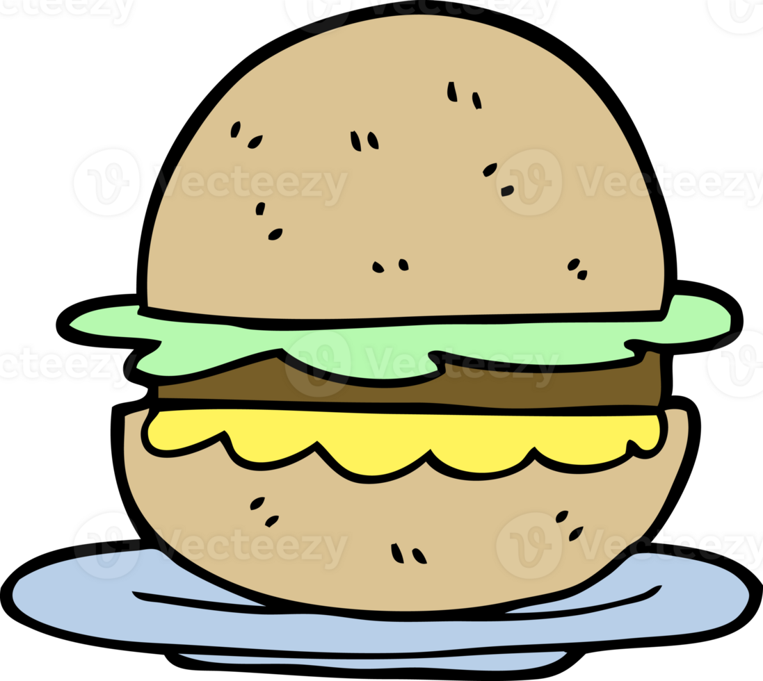 hand drawn doodle style cartoon burger png