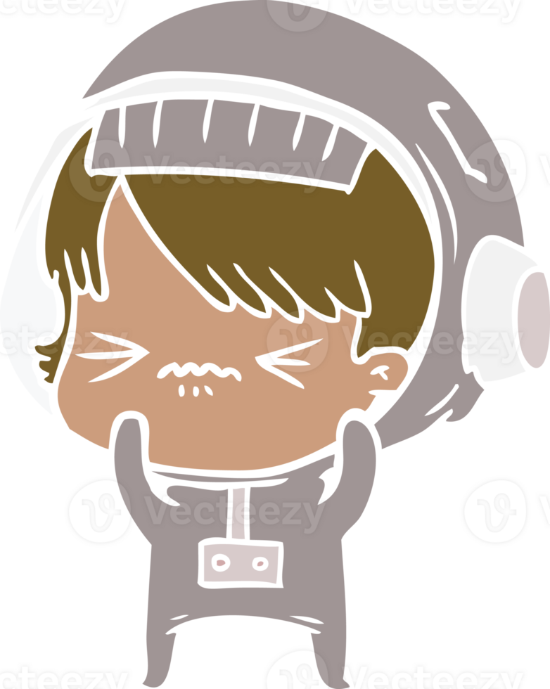 angry flat color style cartoon space girl png