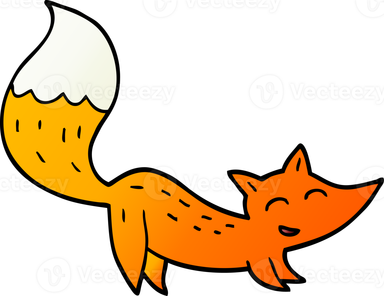 gradient illustration cartoon happy fox png